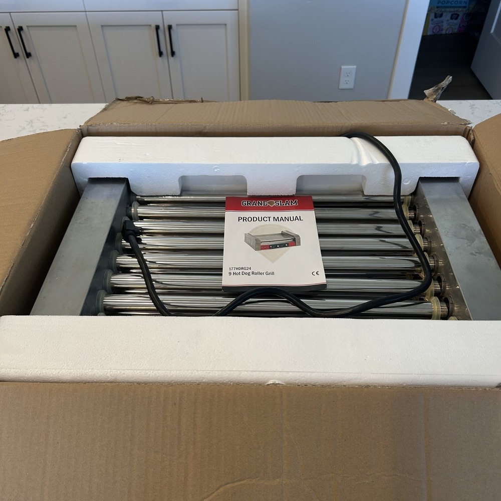 Grand Slam 177HDRG24 Commercial 9 Roller Hot Dog Grill 110V 1350W Silver